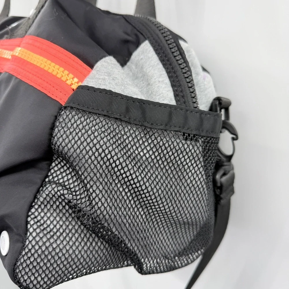 Fila Sport‎ Gym Duffel Bag Black Neon Orange Nylon Mesh Pockets Travel Bag